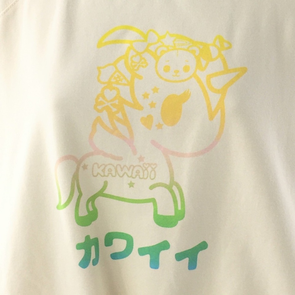 Tokidoki Women Sweatshirt Tokimeki Unicorno Cropped Drawstring Ivory Sz 3XL - Picture 4 of 11